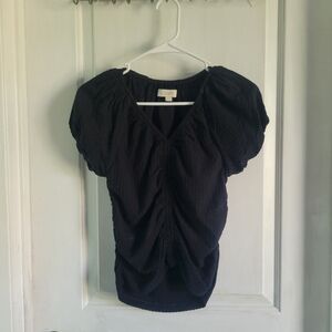 LOFT | Seersucker Cinched Bubble Sleeve Top | Size SP